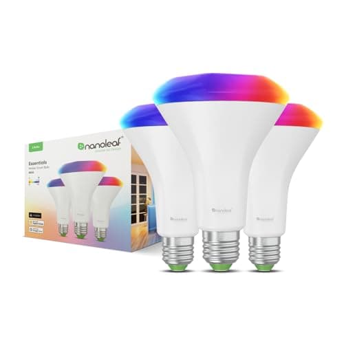 Nanoleaf Essentials Smart LED Color-Changing Light Bulb (60W) - RGB & Warm to Cool Whites, App & Voice Control (Works with Apple Home, Google Home, Samsung SmartThings) (Matter BR30 (3 Pack)) image