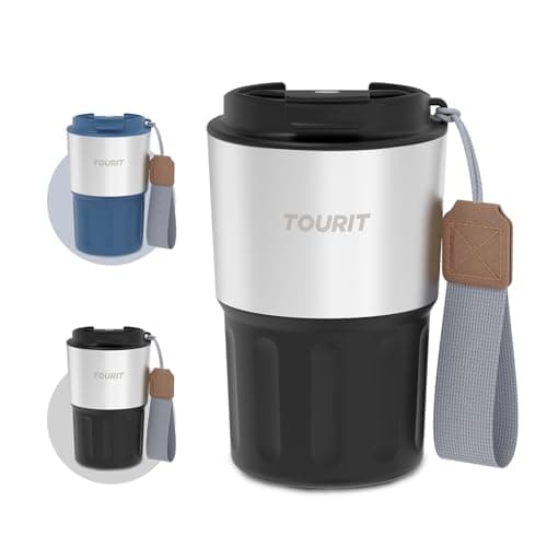 TOURIT 16 oz Travel Coffee Mug Spill-Proof, Insulated Stainless Steel Coffee Mug with Lid & Silicone Seal image