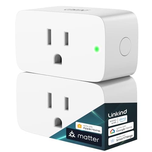 Linkind Matter Smart Plug, Work with Apple Home, Siri, Alexa, Google, SmartThings, Smart Outlet 15A/1800W Max, Smart Home Automation, APP Remote Control, Timer & Schedule, 2.4G Wi-Fi Only, 2 Pack image