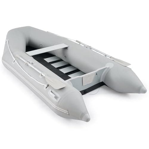 CREWORKS 10ft Inflatable Dinghy Boat, 4 Person 990lb Transom Sport Tender Boat with Pump Aluminum Oars Floor, Heavy Duty Inflatable Raft Kayak for Adults image