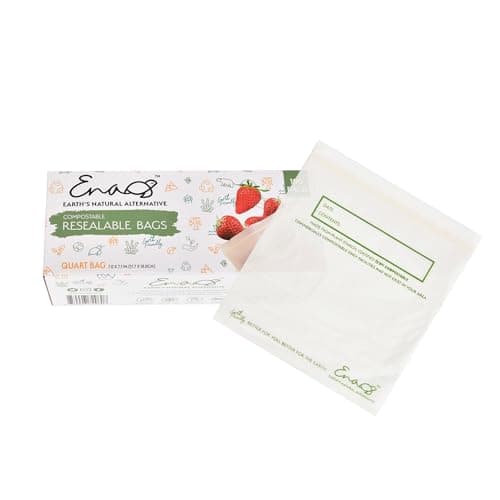 100% Compostable Food Storage Bags [Quart 100 Pack] Eco-Friendly Freezer Bags, Resealable Bags, Heavy-Duty, Reusable, Off-White by Earth's Natural Alternative image