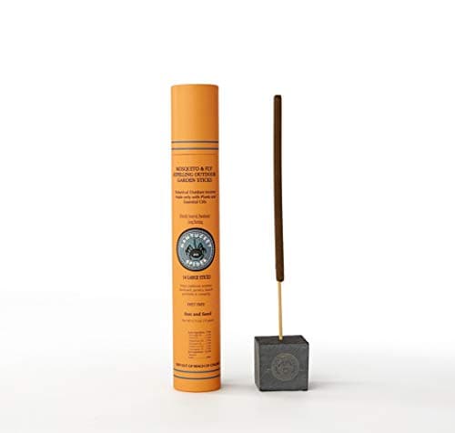 Nantucket Spider Bundle | Garden Repellent Sticks 14 Pack and Incense Stick Holder | Repels Mosquitoes & Flies | Long Lasting | Soapstone Block, Handmade Bamboo Based Sticks, Sun and Sand image