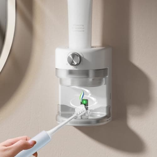Automatic Toothpaste Dispenser, Electric Toothpaste Dispenser for Bathroom, Toothpaste Squeezer with Adjustable Toothpaste Dispensing Volume (White) image