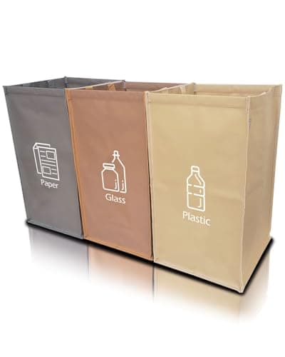 Nyika - Recycling Organizer - Reusable Recycling Bags - Recycling Sorter - Trash Sorting Bins - 3 Compartment Recycle - Pack of 3 Bags image