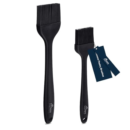HOTEC Basting Brushes Silicone Heat Resistant Pastry Brushes Spread Oil Butter Sauce Marinades for BBQ Grill Barbecue Baking Kitchen Cooking BPA Free Dishwasher Safe (Black 2) image