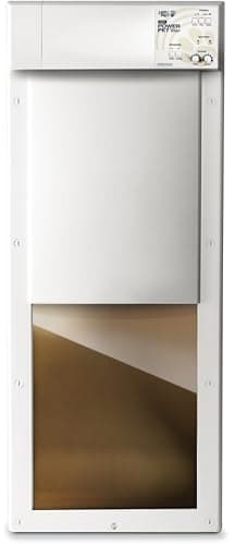 Power Pet Electronic Dog Door - High Tech Pet WiFi Enabled Electronic Pet Doors - Ultrasonic Collar-Smart Phone App - Vertically Sliding Air Tight Dog Doors for Pets up to 100 lbs - Large - PX2-WIFI image