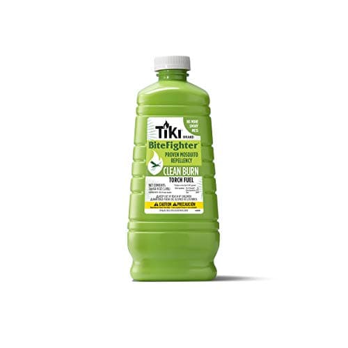 TIKI Clean Burn Torch Fuel, 64 oz, Smokeless & Low-Soot Citronella Fuel, Mosquito Repellent, Plant-Based Torch Fuel for Outdoor, Patio, Garden & Backyard Torches image