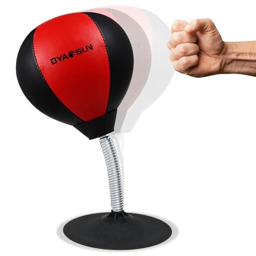 BYAOSUN Desktop Punching Bag, Portable Strong Suction Cup Boxing Bag Speed Balls, for Home or Office Boxing Stress Relief Training, Fun Gift for Family or Boss or Coworker image