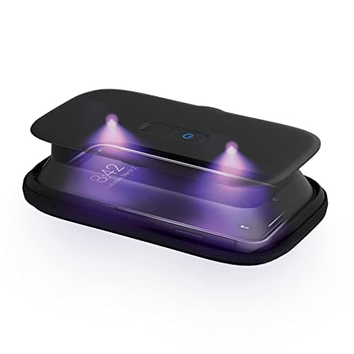 Homedics UV Clean Portable Sanitizer – Rechargeable UV Light Sanitizer and Sterilizer Box - Kills 99.9% of Airborne Contaminates, Fits Masks, Makeup Brushes, Glasses, Cell Phones, Keys, Black image