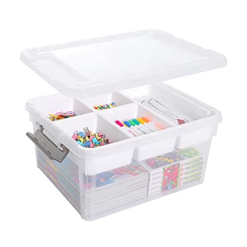Citylife 17 QT Plastic Storage Box with Removable Tray Craft Organizers and Storage Clear Storage Container for Organizing Bead, Tool, Sewing, Playdoh image