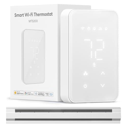 meross Smart Thermostat for Electric Baseboard and in-Wall Heaters Work with HomeKit, Alexa and Google Home, 120V-240V Wi-Fi Programmable Thermostat with Easy Install, Energy Saving, 4 Wires Needed image