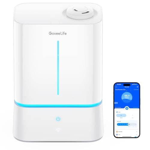 GoveeLife Smart Humidifier for Bedroom Large Room, 4.5L Cool Mist Top-Fill Humidifiers with Scent Diffuser & Night Light, Voice & App Control, Dual 360° Rotation Nozzles, Handle Design, Auto Shut Off image