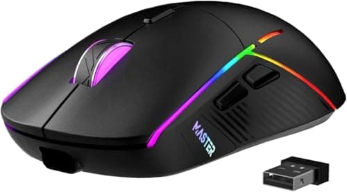 FFJ Wireless Gaming Mouse, 24000 DPI, Tri-Mode 2.4G/USB-C/Bluetooth 5.3 Gaming Mouse Wireless, RGB Programmable Mouse Gamer, 75Hrs Battery Life, Rechargeable Gaming Mice for PC, Mac, PS5, Xbox - Black image