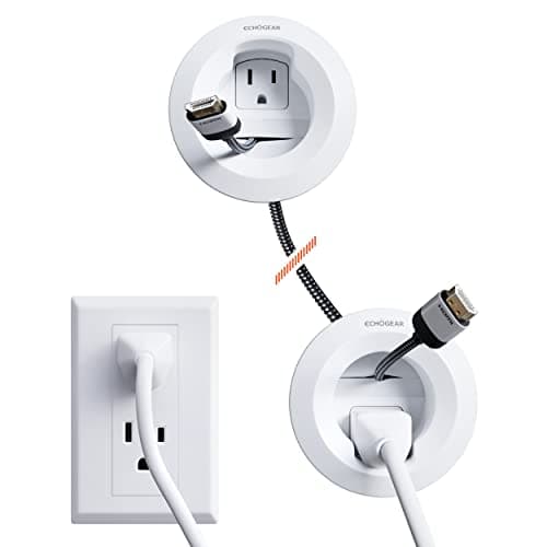 ECHOGEAR in-Wall Cable Management Kit - Includes Power & Low Voltage Cable Management - Hide TV Wires When Mounting A TV - Includes Hole Saw Drill Attachment for Easy Install image