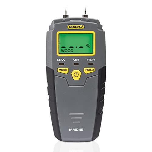 General Tools MMD4E Digital Moisture Meter, Water Leak Detector, Moisture Tester, Pin Type, Backlit LCD Display With Audible and Visual High-Medium-Low Moisture Content Alerts, Grays image