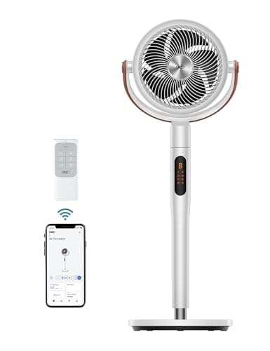 Dreo Fan for Bedroom, 100ft Standing Fan for Home, 120°+105° Smart Oscillating Pedestal Fans with Wi-Fi/Voice Control, DC Motor, 43'' Quiet Fan, 6 Modes, 8 Speeds, Adjustable Height, PolyFan 513S image