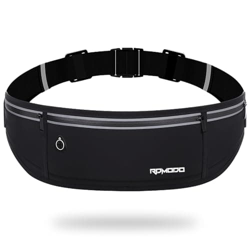 RDMODO Slim Running Belt, Water Resistant Fanny Pack for Women Men, 3 Pockets Phone Holder image