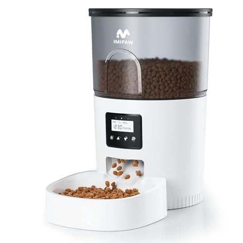 IMIPAW Automatic Cat Feeders, 3L Timed Cat Dry Food Dispenser, Dual Power Supply, Programmable Portion Size, 1-6 Meals Per Day, Auto Pet Feeder for Cats and Small Dogs image