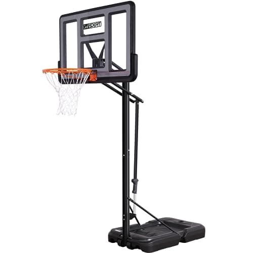 AWII SPORT Portable Basketball Hoop Outdoor, 4.8-10FT Height Adjustable Basketball Hoop Goal System with 44-48 Inch Impact Backboard and Portable Wheels for Adults image
