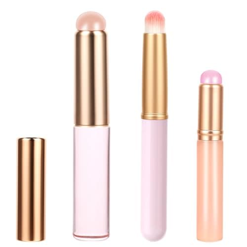 3 Pcs Silicone Lip Brush Reusable Lip Makeup Applicator Round Head Lip Brushes Applicator with Cover, Multifunctional Makeup Brush Beauty Tool for Lipstick Lip Gloss Balm Mask Concealer Eyeshadow image