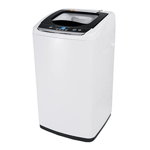 BLACK+DECKER 0.9 Cu. Ft. Portable Washer, 6.6 lb. Capacity Washing Machine for Homes & Apartments, 5 Wash Cycles, Quick Connect Sink Adapter and Drain Hose Included, Transparent Lid & LED Display, BPWM09W, White image