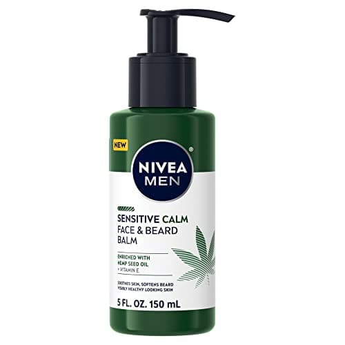 NIVEA MEN Sensitive Calm Face and Beard Balm, Beard Moisturizer, Face Moisturizer for Men, 5 Fl Oz Pump Bottle image