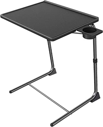 Adjustable TV Tray Table - TV Dinner Tray on Bed & Sofa, Comfortable Folding Table with 6 Height & 3 Tilt Angle Adjustments (Black) image