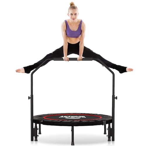450 LBS Rebounder for Adults,40" Mini Rebounder Foldable Fitness Rebounder with Adjustable Foam Handle, Rebounder Jumping Cardio Trainer for Indoor/Outdoor Exercise Workout image