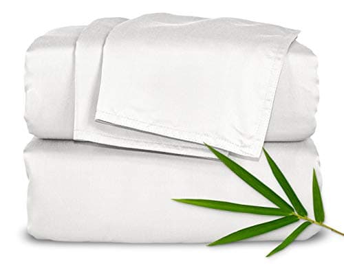 King Sheets by Pure Bamboo, Genuine 100% Organic Viscose Derived from Bamboo Bed Sheet Set, Luxuriously Soft & Cooling, Double Stitching, Lifetime Quality Promise (King, White) image