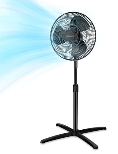 PELONIS Fan Portable 16 Inch Pedestal Fan| 3-Speed| 90° Oscillation| Adjustable Height| Standing Floor Fan for living room, bedroom, kitchen, and home office| Black, PFS40M2ABB image