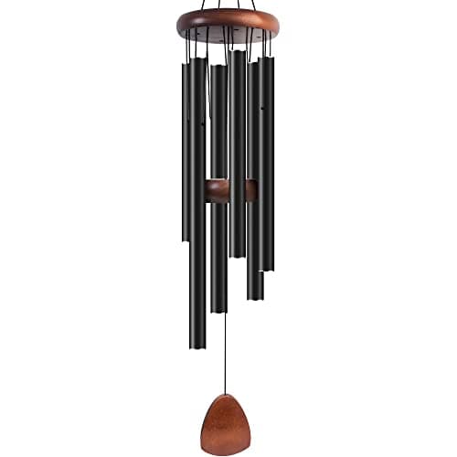 Bursvik Large Aluminium Wind Chimes 37" Inches to Create a Zen Atmosphere Suitable for Outdoor, Garden, Patio Decoration. Classic Black Wind Chimes with Wind Catcher Suitable as A Gift for Unisex image