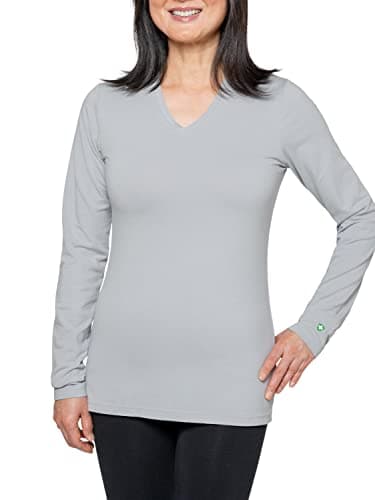 Insect Shield Women's UPF Dri-Balance Long Sleeve V-Neck T-Shirt, Platinum, Large image