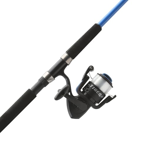 Shakespeare Tiger Spinning Reel and Fishing Rod Combo, 7' 2-Piece Rod, Tubular Fiberglass Rod Blank Construction, Comfortable and Durable EVA Handle image