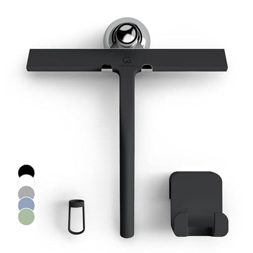 GÜTEWERK Shower Squeegee for Glass Doors, Silicone Window Squeegee, Bathroom and Glass Cleaning - Black - 9 Inch image
