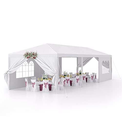 Devoko 10'x30' Outdoor Party Tent, Heavy Duty Canopy Event Wedding Tent for Parties Backyard Patio, White image