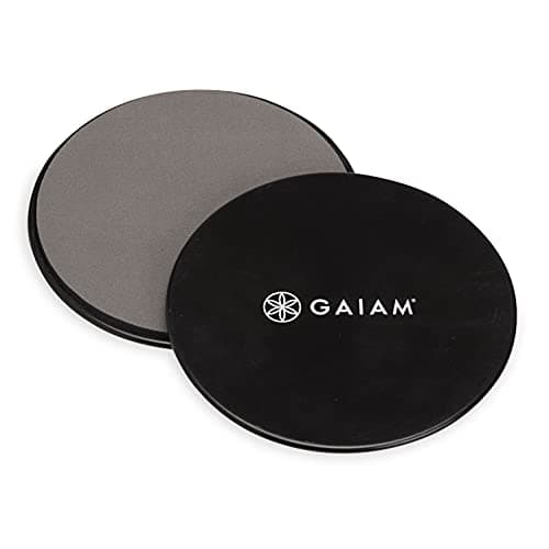 Gaiam Core Sliding Discs - Dual Sided Workout Sliders for Carpet & Hardwood Floor - Home Ab Pads Exercise Equipment Fitness Sliders for Women and Men, Grey/Black image