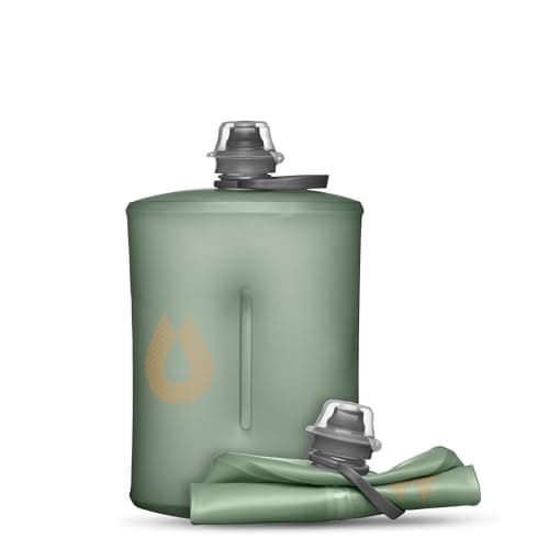 HydraPak Stow (1L, 32oz) - Collapsible Water Bottle - Ultralight & Packable Travel Bottle, Flexible Ski, Hike, Bike or Climb Squeeze Flask - Sutro Green image