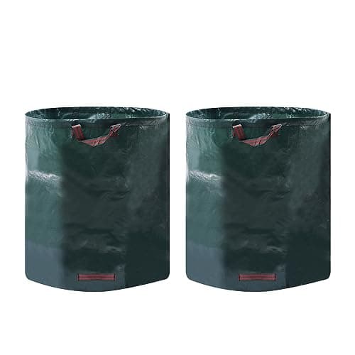 2Pcs 80Gallons Reusable Garden Waste Bags for Leaves Trash Branches Collection, Trash Branches Collection Bags With Handles, Portable Trash Clippings Bags, Freestanding Container Bag, Green image