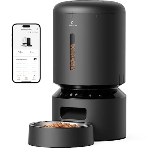PETLIBRO Automatic Cat Feeder, 5G WiFi Automatic Dog Feeder with Freshness Preservation, 5L Timed Cat Feeder with Low Food Sensor, Up to 10 Meals Per Day, Granary Pet Feeder for Cats, Black image