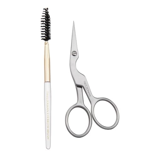Tweezerman Brow Shaping Scissors and Brush - Stainless Steel Eyebrow Trimming Scissors for Women and Men image