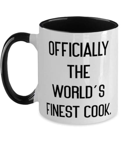 Unique Idea Cook Gifts, Officially the World's Finest Cook, Fun Birthday Two Tone 11oz Mug For Coworkers From Friends, Cooking classes, Personal chef, Gourmet food delivery, Meal kit subscription image