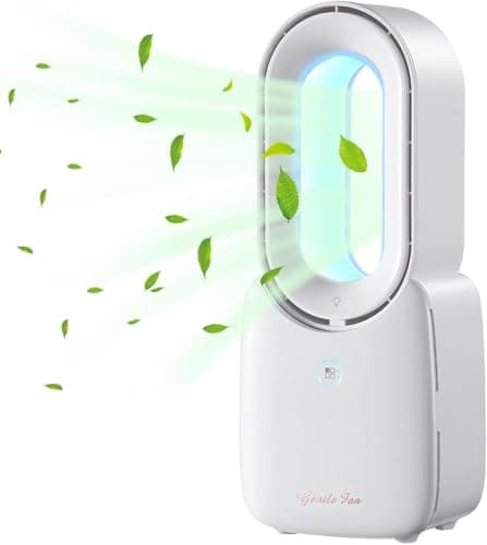 let'me Desk Fan,Portable Bladeless Fan 11.8 inch Small Personal Cooling Fan with 5 Colors Touch Control LED Light,Quiet Table Fan for Home, Office, Bedroom image