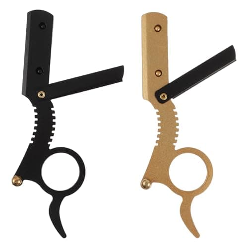 2pcs Straight Edge Razor Men Razor Eyebrow Razor Men Finger Razor Manual Razor Straight Razor Beard Razor Beard Shaver for Men Metal Shaving Razor Barber Razor image