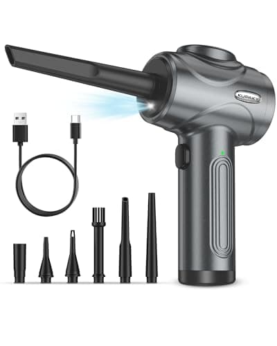 Electric Compressed Air Duster for Computers, 100000RPM Powerful Air Duster for PC/Keyboard/Car/Electronics, 3 Power Speeds Air Blower With LED Light, Portable 8000mAh Rechargeable Cordless Dust Blower image