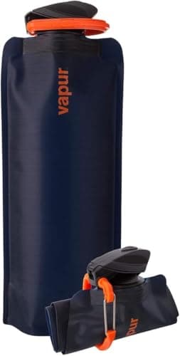 Vapur Flexible, Collapsible Wide Mouth Anti-Bottle with Detachable Carabiner, Convenient, Portable Hydration for Travel and Outdoor Adventures, 34 Ounce, Night Blue, Pack of 1 image