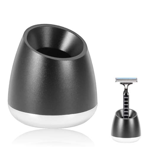 Enforose Men's Manual Beard Razor Stand,Safety Aluminum Shaver Holder Base Accessory for Bathroom image