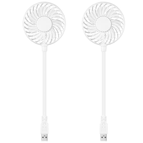 Tujoe 2 Pcs USB Fan Mini Portable Fan for 360 Degree Rotation USB Desk Fan Small Personal Fan Compatible with All USB Outputs Such as Laptop/Power Bank/Plug for Travel Commute Office Camping image