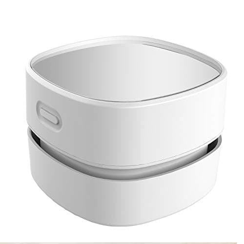 ODISTAR Desktop Vacuum Cleaner, Mini Table dust Sweeper Energy Saving,High Endurance up to 90 mins,Cordless&360º Rotatable Design for Keyboard/Home/School/Office(White AA Battery) image