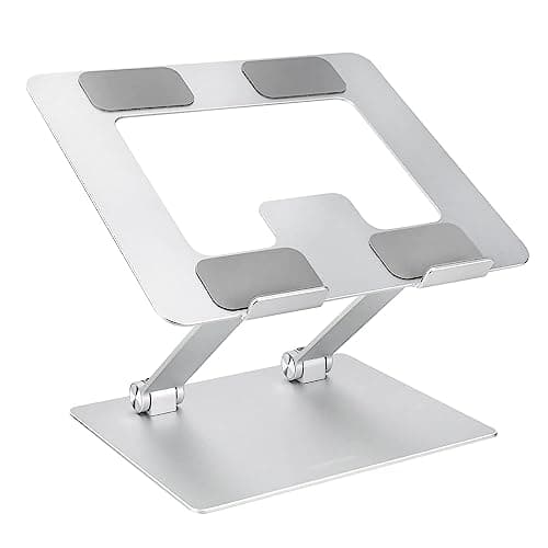 Amazon Basics Ergonomic and Foldable Laptop Stand for Desk, Adjustable Riser, Fits all Laptops and Notebooks up to 17.3 Inch, 10 x 8.7 x 6 in, Silver image