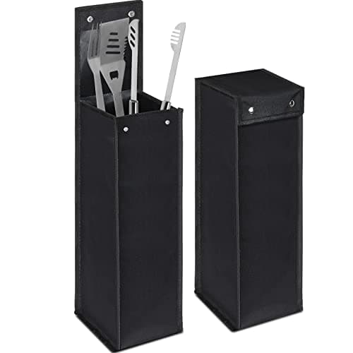 Grill Utensil Storage Bag BBQ Tool Storage Bags Barbecue Hardware Tool BBQ Utensil Holder Pouch Oxford Cloth Accessory Foldable for Camping Hiking(1 Pcs,Black) image